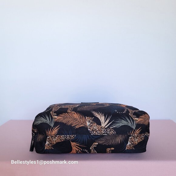 GEMMA LAYNE Travel Cosmetic Fabric Organizer Case w Animal Print- Black multi⭐ - Picture 9 of 16